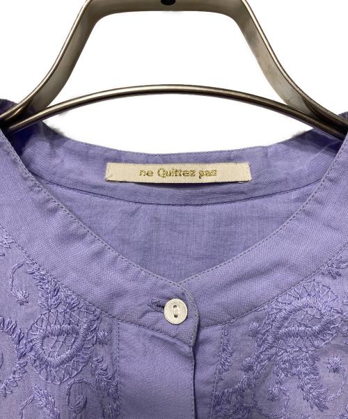 ne quittez pas（ヌキテパ）ne quittez pas (ヌキテパ) Cotton Voile Full Embroidery Shirts Dress パープル サイズ:Sの古着・服飾アイテム