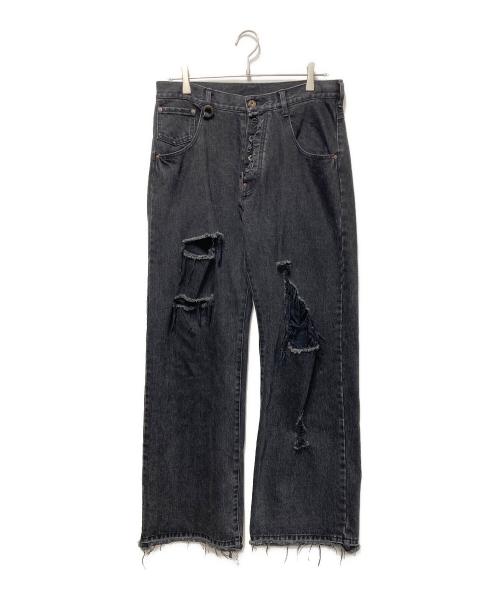 SOSHIOTSUKI（ソウシ オオツキ）SOSHIOTSUKI (ソウシ オオツキ) Crashed Denim Pants ブラック サイズ:46の古着・服飾アイテム