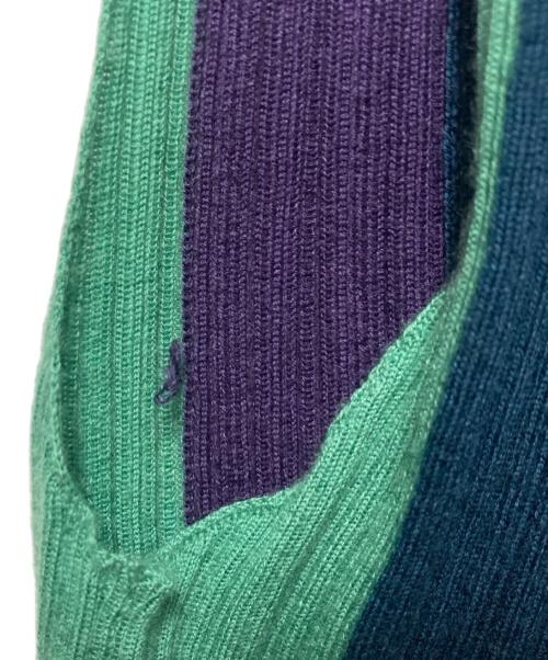 MARNI（マルニ）MARNI (マルニ) カシミヤノースリーブ襟付ニット グリーン×パープル サイズ:Ｍの古着・服飾アイテム