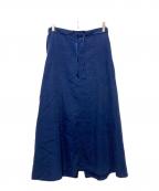 MM6 Maison Margielaエムエムシックスメゾンマルジェラ）の古着「リネンロングスカート」｜ネイビー