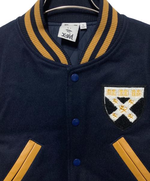 X-GIRL（エックスガール）X-GIRL (エックスガール) BABY STADIUMJACKET/ベイビースタジアムジャケット ネイビー×イエロー サイズ:Ｓの古着・服飾アイテム