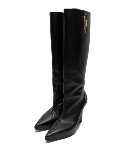 GIVENCHY（ジバンシィ）GIVENCHY (ジバンシィ) G-LOCK WEDGE HIGH BOOTS ブラック サイズ:38の古着・服飾アイテム