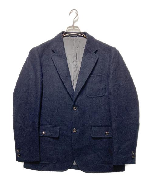 Eddie Bauer（エディーバウアー）Eddie Bauer (エディーバウアー) Harris Tweed (ハリスツイード) ウール2Bジャケット ネイビー サイズ:Mの古着・服飾アイテム
