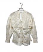 CLANEクラネ）の古着「SHEER CHECK TUCK WAIST BLOUSE」｜ベージュ