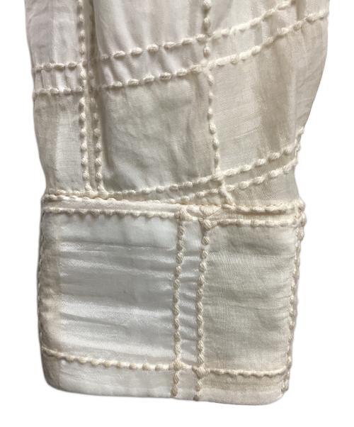 CLANE（クラネ）CLANE (クラネ) SHEER CHECK TUCK WAIST BLOUSE ベージュの古着・服飾アイテム