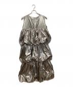 PoFFポーフ）の古着「Metallic balloon tiered dress」｜シルバー