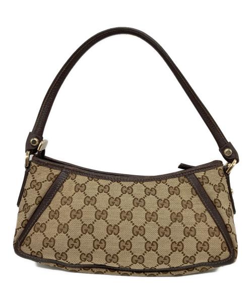 GUCCI（グッチ）GUCCI (グッチ) キャンバスショルダーバッグ ベージュの古着・服飾アイテム