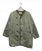 nanamicaナナミカ）の古着「ノーカラーダウンコート」｜カーキ