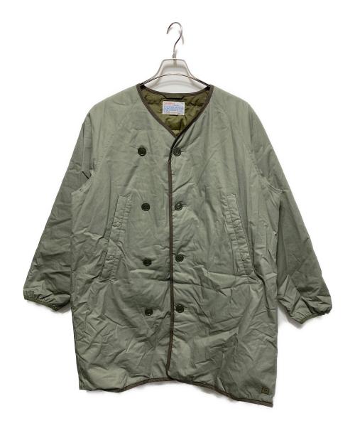 nanamica（ナナミカ）nanamica (ナナミカ) ノーカラーダウンコート カーキ サイズ:XSの古着・服飾アイテム