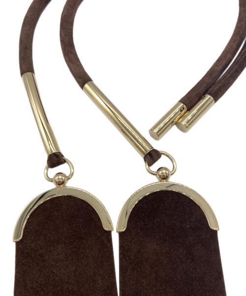 GUCCI（グッチ）GUCCI (グッチ) スウェードワイドベルト ベージュ×ブラウンの古着・服飾アイテム