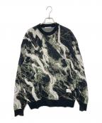 uniform experimentユニフォームエクスペリメント）の古着「MARBLE JACQUARD KNIT」｜ブラック×ホワイト