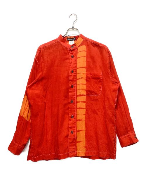 ISSEY MIYAKE（イッセイミヤケ）ISSEY MIYAKE (イッセイミヤケ) バンドカラーシャツ オレンジ×レッド サイズ:Mの古着・服飾アイテム