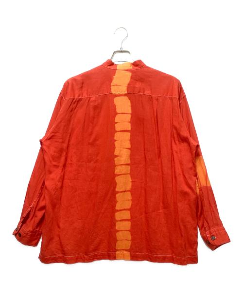 ISSEY MIYAKE（イッセイミヤケ）ISSEY MIYAKE (イッセイミヤケ) バンドカラーシャツ オレンジ×レッド サイズ:Mの古着・服飾アイテム