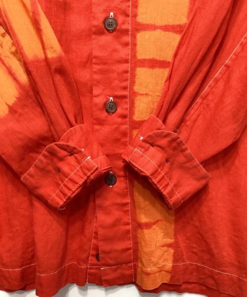 ISSEY MIYAKE（イッセイミヤケ）ISSEY MIYAKE (イッセイミヤケ) バンドカラーシャツ オレンジ×レッド サイズ:Mの古着・服飾アイテム