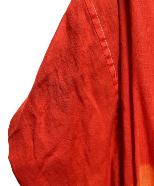 ISSEY MIYAKE（イッセイミヤケ）ISSEY MIYAKE (イッセイミヤケ) バンドカラーシャツ オレンジ×レッド サイズ:Mの古着・服飾アイテム