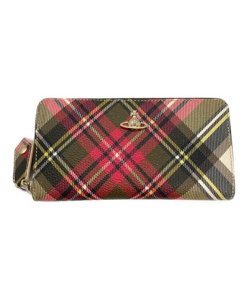 Vivienne Westwood（ヴィヴィアンウエストウッド）Vivienne Westwood (ヴィヴィアンウエストウッド) ラウンドファスナー長財布 レッド×カーキの古着・服飾アイテム