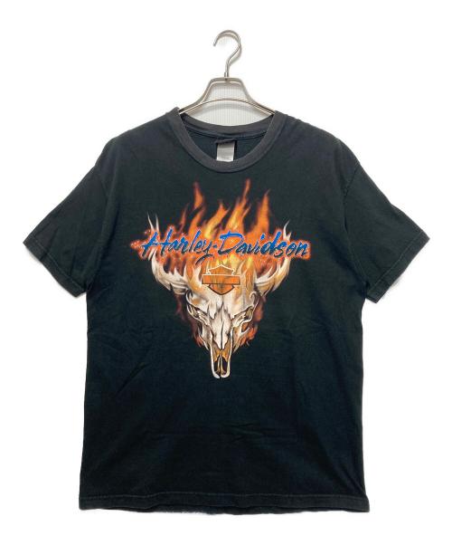 HARLEY-DAVIDSON（ハーレーダビッドソン）HARLEY-DAVIDSON (ハーレーダビッドソン) 00'Sファイヤー バッファロー スカル フェイス バー&シールド Tシャツ ブラック サイズ:Lの古着・服飾アイテム