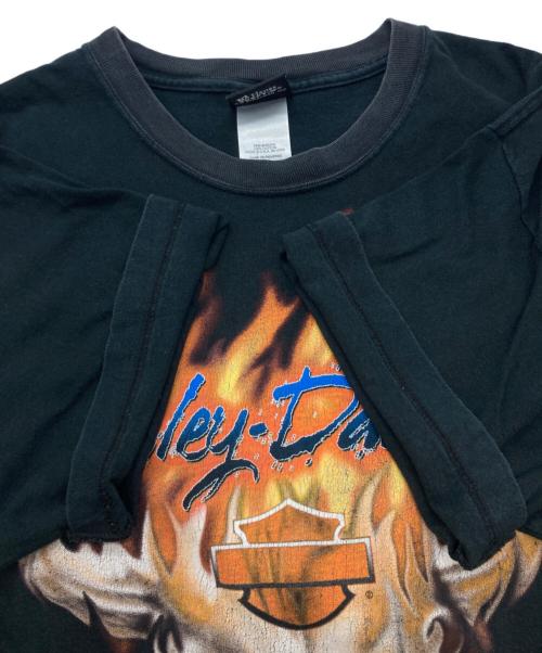 HARLEY-DAVIDSON（ハーレーダビッドソン）HARLEY-DAVIDSON (ハーレーダビッドソン) 00'Sファイヤー バッファロー スカル フェイス バー&シールド Tシャツ ブラック サイズ:Lの古着・服飾アイテム