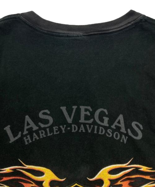 HARLEY-DAVIDSON（ハーレーダビッドソン）HARLEY-DAVIDSON (ハーレーダビッドソン) 00'Sファイヤー バッファロー スカル フェイス バー&シールド Tシャツ ブラック サイズ:Lの古着・服飾アイテム