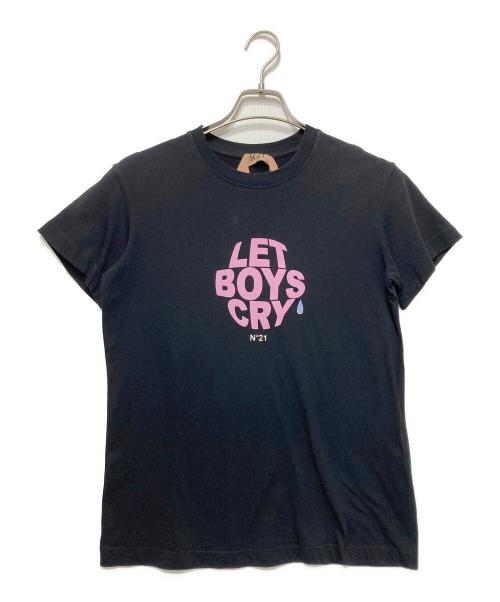 N°21（ヌメロヴェントゥーノ）N°21 (ヌメロヴェントゥーロ) T-shirt LET BOYS CRY ブラック サイズ:38の古着・服飾アイテム