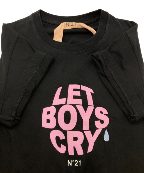 N°21（ヌメロヴェントゥーノ）N°21 (ヌメロヴェントゥーロ) T-shirt LET BOYS CRY ブラック サイズ:38の古着・服飾アイテム