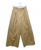 DRIES VAN NOTENドリスヴァンノッテン）の古着「プリーツディテール ワイドレッグパンツ」｜ベージュ