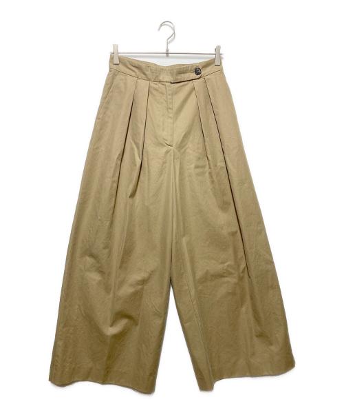 DRIES VAN NOTEN（ドリスヴァンノッテン）DRIES VAN NOTEN (ドリスヴァンノッテン) プリーツディテール ワイドレッグパンツ ベージュ サイズ:36の古着・服飾アイテム