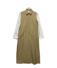 MaxMara（マックスマーラ）の古着「ピュアコットンポプリンシャツワンピース」｜ベージュ×ホワイト