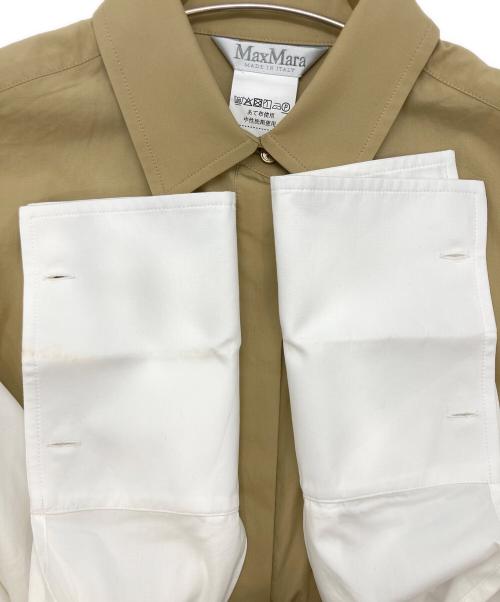 MaxMara（マックスマーラ）MaxMara (マックスマーラ) ピュアコットンポプリンシャツワンピース ベージュ×ホワイト サイズ:42の古着・服飾アイテム