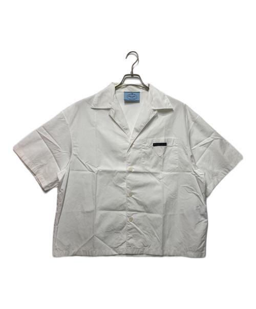 PRADA（プラダ）PRADA (プラダ) ロゴトライアングルボーリングシャツ ホワイト サイズ:Ｓの古着・服飾アイテム