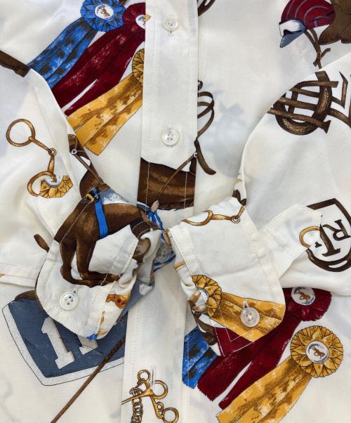 LAUREN RALPH LAUREN（ローレンラルフローレン）LAUREN RALPH LAUREN (ローレンラルフローレン) 総柄シルクシャツ アイボリー サイズ:2Pの古着・服飾アイテム