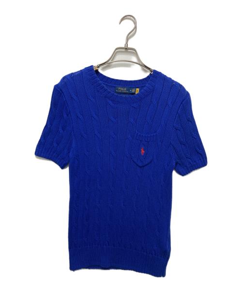 POLO RALPH LAUREN（ポロ・ラルフローレン）POLO RALPH LAUREN (ポロ・ラルフローレン) ショートスリーブケーブルニット ブルー サイズ:Mの古着・服飾アイテム
