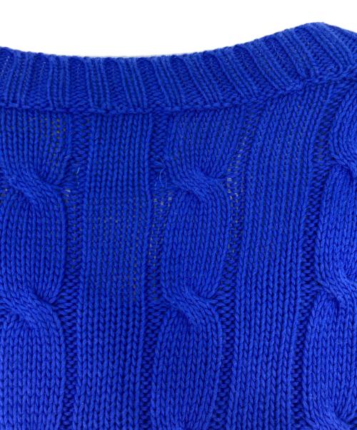 POLO RALPH LAUREN（ポロ・ラルフローレン）POLO RALPH LAUREN (ポロ・ラルフローレン) ショートスリーブケーブルニット ブルー サイズ:Mの古着・服飾アイテム