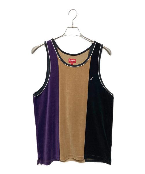 SUPREME（シュプリーム）SUPREME (シュプリーム) ベロアタンクトップ パープル×ベージュ サイズ:Ｓの古着・服飾アイテム