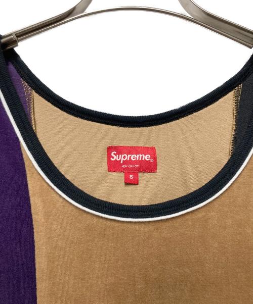 SUPREME（シュプリーム）SUPREME (シュプリーム) ベロアタンクトップ パープル×ベージュ サイズ:Ｓの古着・服飾アイテム