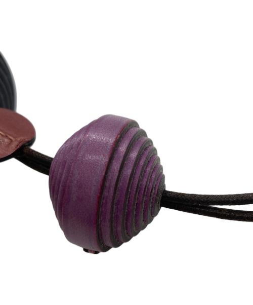 HERMES（エルメス）HERMES (エルメス) ホホバネックレス ブラック×パープルの古着・服飾アイテム