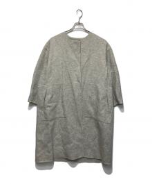 DRAWER（ドゥロワー）の古着「ダブルフェイスノーカラーコート」｜グレー