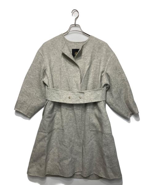 DRAWER（ドゥロワー）Drawer (ドゥロワー) ダブルフェイスノーカラーコート グレー サイズ:34の古着・服飾アイテム