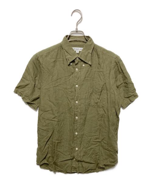 INDIVIDUALIZED SHIRTS（インディビジュアライズドシャツ）INDIVIDUALIZED SHIRTS (インディビジュアライズドシャツ) ショートスリーブリネンシャツ カーキ サイズ:15の古着・服飾アイテム