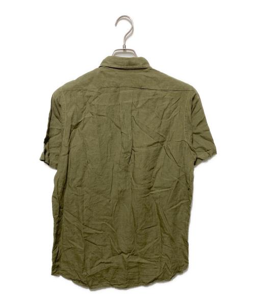 INDIVIDUALIZED SHIRTS（インディビジュアライズドシャツ）INDIVIDUALIZED SHIRTS (インディビジュアライズドシャツ) ショートスリーブリネンシャツ カーキ サイズ:15の古着・服飾アイテム