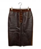 MM6 Maison Margielaエムエムシックスメゾンマルジェラ）の古着「レザースカート」｜ブラウン