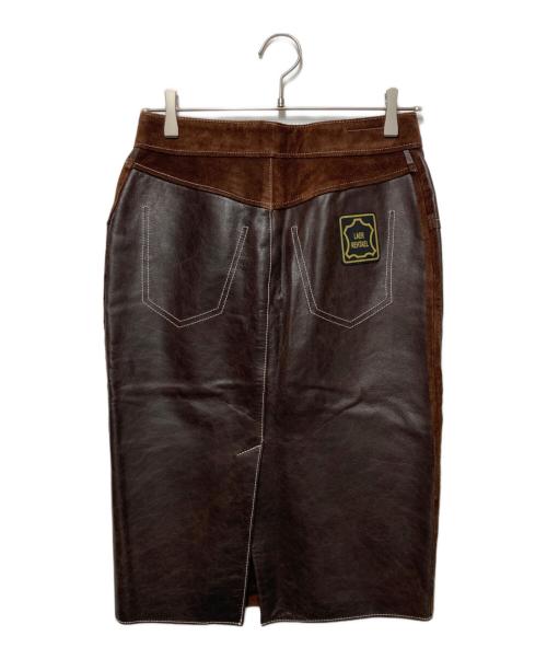 MM6 Maison Margiela（エムエムシックスメゾンマルジェラ）MM6 Maison Margiela (エムエムシックスメゾンマルジェラ) レザースカート ブラウン サイズ:38の古着・服飾アイテム