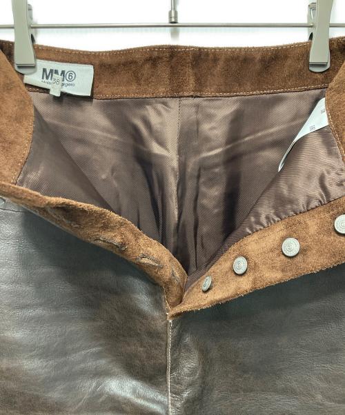 MM6 Maison Margiela（エムエムシックスメゾンマルジェラ）MM6 Maison Margiela (エムエムシックスメゾンマルジェラ) レザースカート ブラウン サイズ:38の古着・服飾アイテム