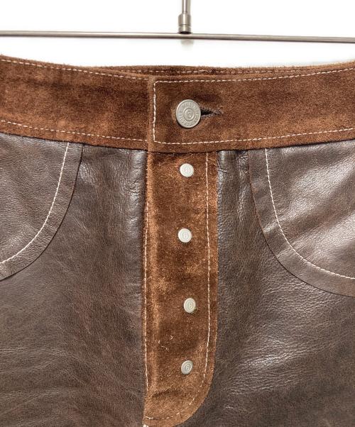 MM6 Maison Margiela（エムエムシックスメゾンマルジェラ）MM6 Maison Margiela (エムエムシックスメゾンマルジェラ) レザースカート ブラウン サイズ:38の古着・服飾アイテム