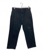 COMME des GARCONS HOMMEコムデギャルソン オム）の古着「00’Sブラックストライプコットンパンツ」｜ブラック