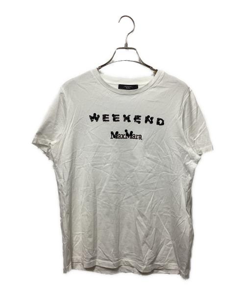 Max Mara WEEK END LINE（マックスマーラ ウイークエンドライン）Max Mara WEEK END LINE (マックスマーラ ウイークエンドライン) スパンコールロゴTシャツ ホワイト サイズ:Ｌの古着・服飾アイテム