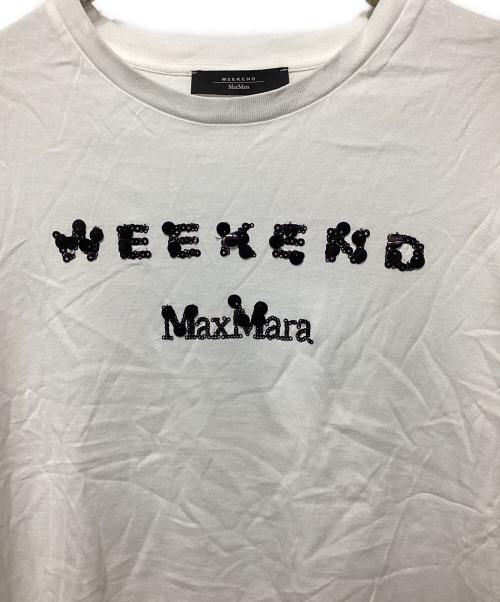 Max Mara WEEK END LINE（マックスマーラ ウイークエンドライン）Max Mara WEEK END LINE (マックスマーラ ウイークエンドライン) スパンコールロゴTシャツ ホワイト サイズ:Ｌの古着・服飾アイテム
