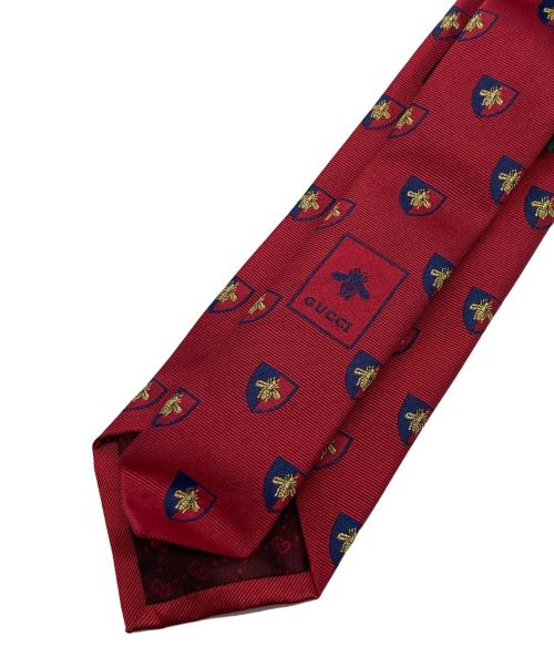 GUCCI（グッチ）GUCCI (グッチ) 総柄Beeシルクネクタイ レッド サイズ:148×7cmの古着・服飾アイテム