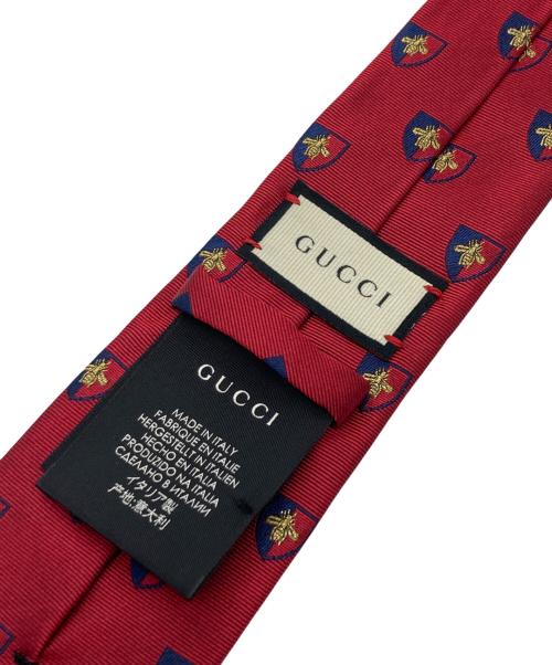 GUCCI（グッチ）GUCCI (グッチ) 総柄Beeシルクネクタイ レッド サイズ:148×7cmの古着・服飾アイテム