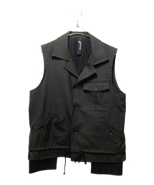 GROUND Y（グラウンドワイ）GROUND Y (グラウンドワイ) T/W Gabardine Sleeveless Work Jacket ブラック サイズ:3の古着・服飾アイテム
